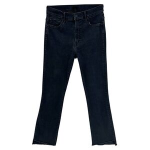 MOTHER Jeans The Insider Crop Step Fray Raw Hem Black
